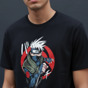 Naruto Kakashi Hatake "The Copy Ninja" Graphic T-Shirt – Premium Black Cotton, Casual Streetwear